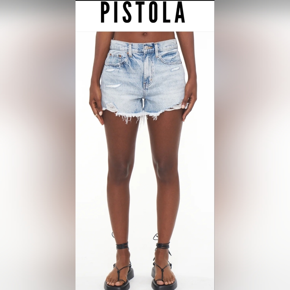 PISTOLA Distressed high waist cutoff jean shorts 31